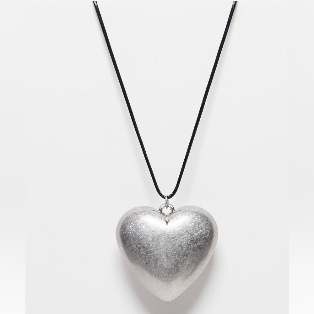 ASOS DESIGN Pendant Necklace with Large Puff Heart